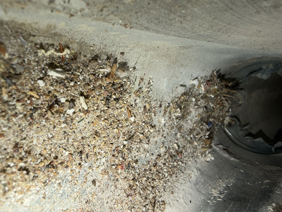 Construction debris inside air duct